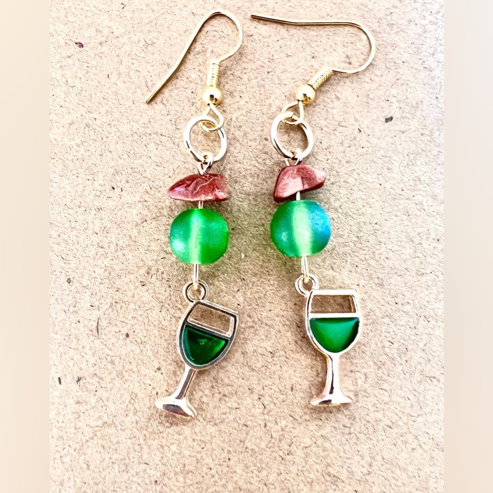 Handmade Wine Glass Earrings